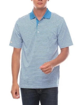 Блакитна смугаста футболка-поло з технологією Play Dry | 6817677
