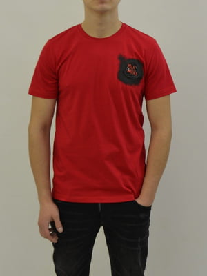 Бавовняна червона футболка з принтом | 6817684