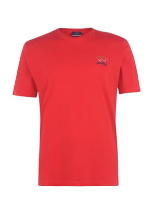 Бавовняна червона футболка з лого | 6817740