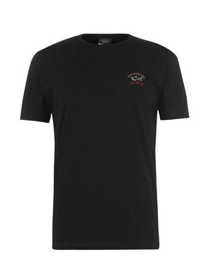Бавовняна чорна футболка з лого | 6817742