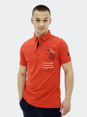 Червона футболка-поло з принтом із органічної бавовни | 6817745