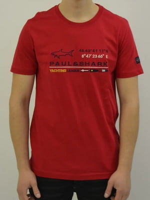 Червона футболка з принтом із органічної бавовни | 6817804