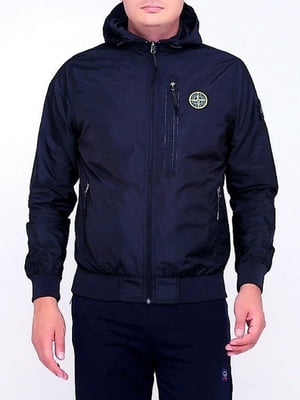Синя куртка з логотипом бренду | 6817909