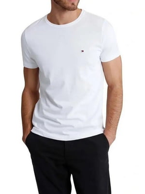Біла футболка з лого із органічної бавовни | 6817949