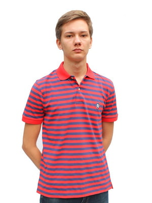 Червоно-синя смугаста футболка-поло | 6817959