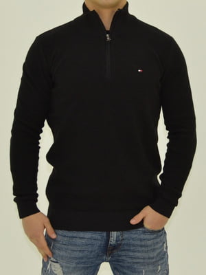 Чорний светр з коміром на блискавці | 6817972
