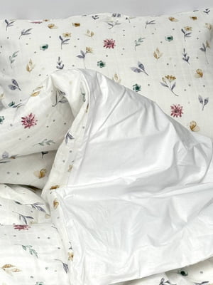 Комплект постільної білизни в ліжечко Flowers муслін | 6820051