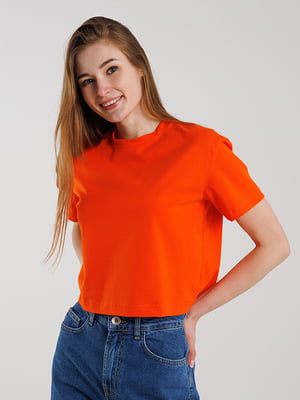 Укорочена футболка помаранчевого  кольору | 6818178