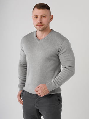 Пуловер з V-подібним вирізом сірий | 6818540