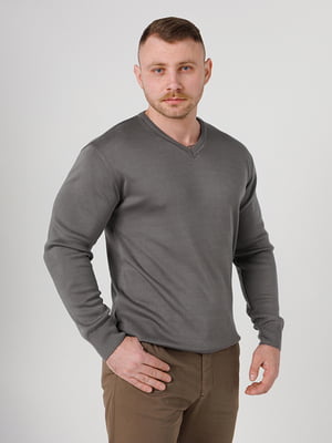 Пуловер з V-подібним вирізом сірий | 6818541