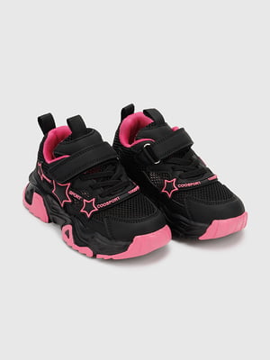Кросівки чорно-рожеві з екошкіри | 6818762