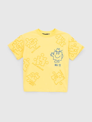 Жовта футболка в принт | 6818770