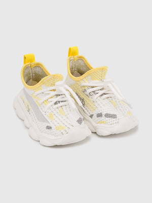 Кросівки жовто-білі на шнурівці | 6818933