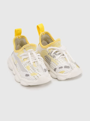 Кросівки жовто-білі на шнурівці | 6818956