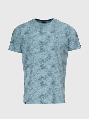 Блакитна футболка в абстрактний принт | 6819033