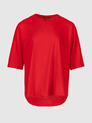 Червона футболка з асиметричним заокругленим низом | 6819150