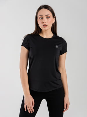 Чорна спортивна футболка з логотипом бренду | 6819154