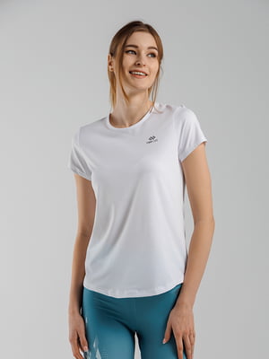 Білаа спортивна футболка з логотипом бренду | 6819474