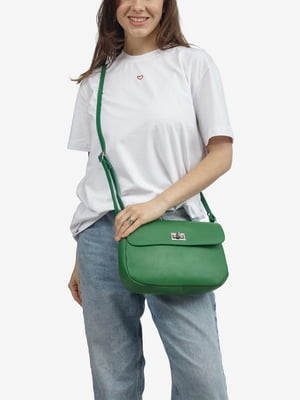 Зелена шкіряна сумка через плече | 6820467