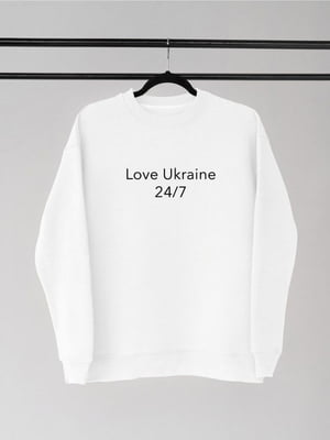 Білий бавовняний світшот з принтом “Love Ukraine” | 6821016