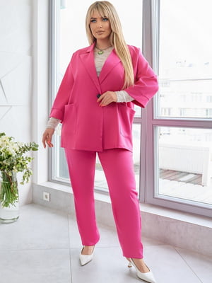 Класичний рожевий костюм-двійка: жакет та штани | 6821162