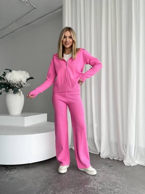 Рожевий костюм: кофта на блискавці та штани-палаццо | 6821175
