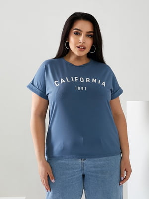 Базова синя футболка з написом California | 6821481