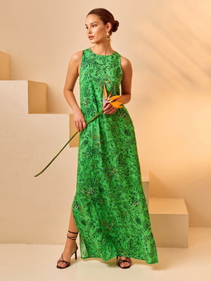 Платье зеленое в принт | 6506310