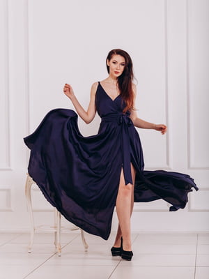 Сукня шовкова темно-синя | 6506597