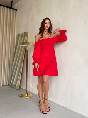 Льняна червона сукня | 6821574