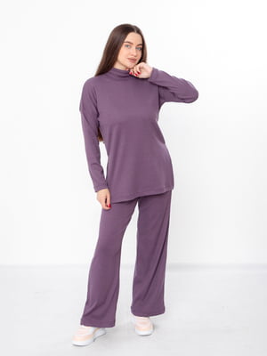 Фіолетовий костюм в ручик: подовжений гольф та штани | 6821998