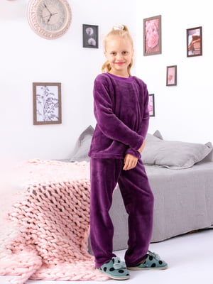 Фіолетова махрова піжама: джемпер та штани | 6822071