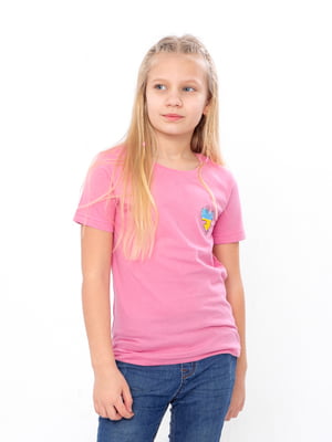 Рожева футболка з патріотичним принтом | 6822340