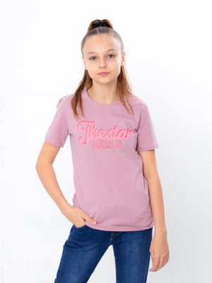 Рожева футболка з принтом | 6822354