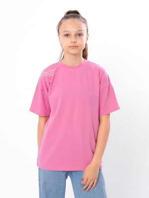 Рожева футболка з текстовим принтом | 6822355