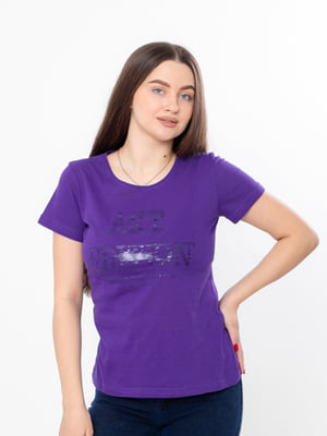 Фіолетова футболка з принтом | 6822432