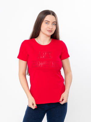 Червона футболка з принтом | 6822433