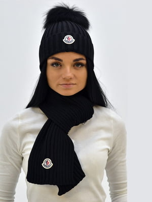 Чорний комплект: шапка та шарф | 6822840