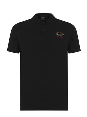 Чорна бавовняна футболка-поло з логотипом | 6822897
