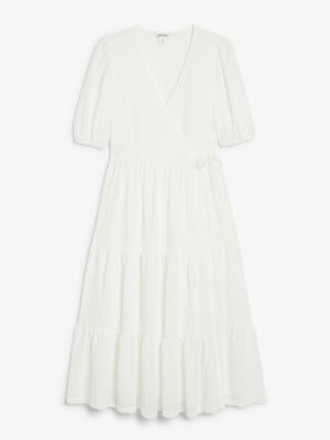 Белое платье на запах с V-образным вырезом | 6068529