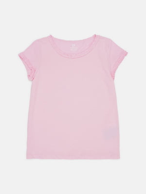Розовая футболка с оборками | 6823222