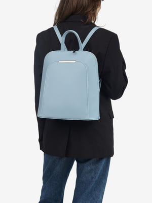 Голубой кожаный рюкзак | 6823381