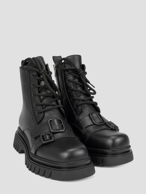 Черные кожаные ботинки | 6823438