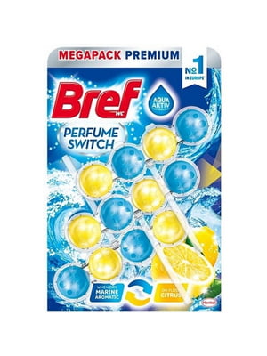 Туалетні блоки для унітазу Bref Perfume Switch «Лимонна свіжість» 3 шт. x 50 г | 6824340