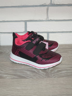 Чорно-рожеві текстильні кросівки | 6823774