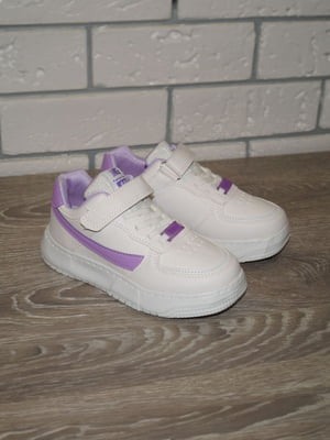 Біло-фіолетові кросівки з липучкою | 6823989