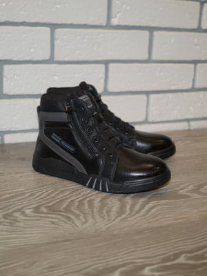 Чорні черевики з блискавкою та шнурівкою | 6824112