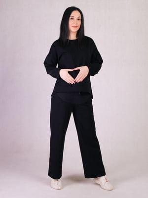 Чорний костюм для вагітних: світшот та штани | 6825639