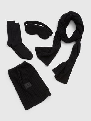 Теплий набір для подорожей GAP шарф, шкарпетки та маска для сну 1159801662 (Чорний, One size) | 6824980