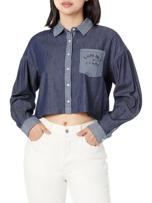 Женская укороченная рубашка Tommy Hilfiger 1159800821 (Синий, XL) | 6825067